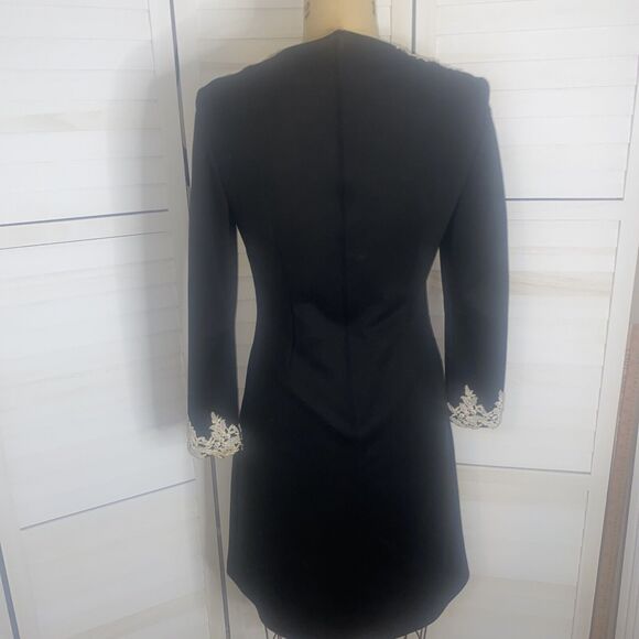 Vintage 60s 70s Handmade Women's Dress Formal Back Polyester w/ Appliques Medium - Picture 5 of 9